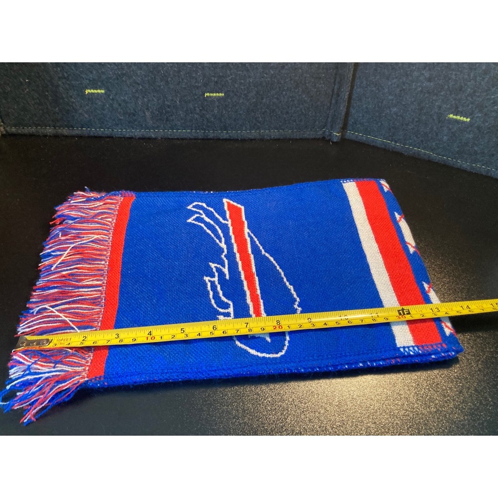 NFL Buffalo Bills Knit Scarf Blue Red White Argyle Reversible Fringe Logo - Picture 12 of 12